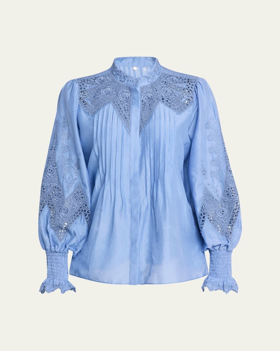 Delta Embroidered Cotton-Silk Blouse